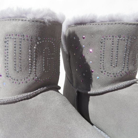 UGG Australia Boots Classic Ugg Gem Mini Womens 8 Gray SAMT NIB NEW - Picture 3 of 14